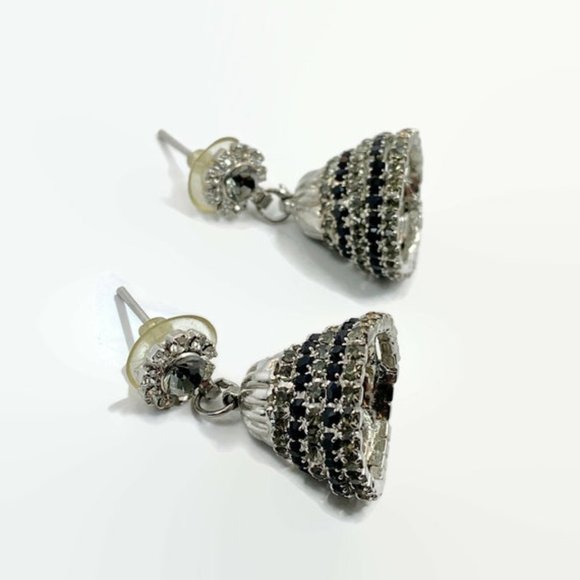 Rhinestone Earrings, Unique, Bell Shaped, Prong Set, Vintage - Picture 3 of 4